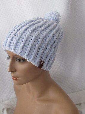 Handmade Sky Blue Velvet Slouch Beanie